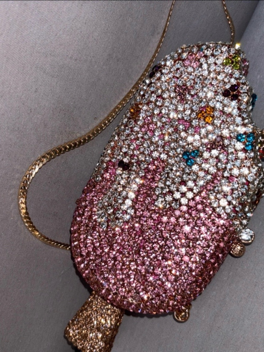 Crystal-Embellished Pink Evening Crossbody Bag